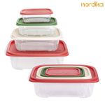 Set de 4 Contenedores de Cocina Apilables con Tapas Navideñas