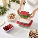 Set de 4 Contenedores de Cocina Apilables con Tapas Navideñas