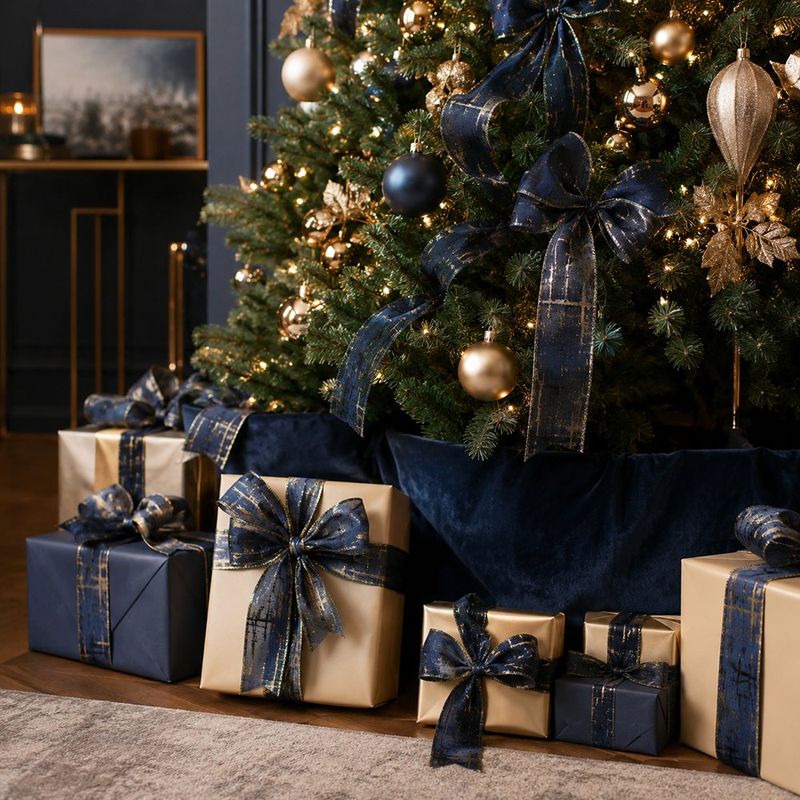 Listón Decorativo Navideño Azul 6.35 cm × 9.1 m