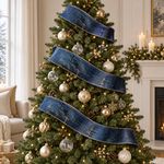 Listón Decorativo Navideño Azul 6.35 cm × 9.1 m