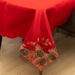 Mantel Navideño con Diseño de Piñas de 152 x 213 cm Rojo