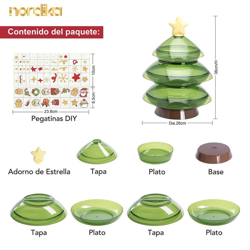 Dulcera Árbol de Navidad Desarmable con 3 Niveles 36 cm