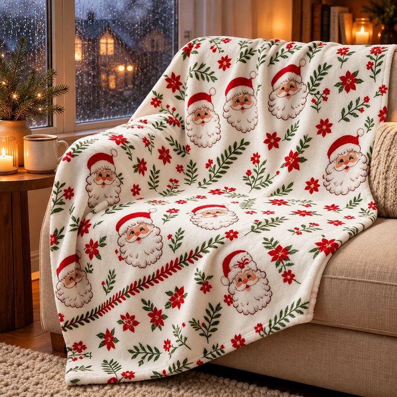 Frazada Full/Queen Navideña con Santa Claus 229 x 229 cm