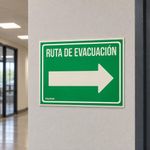 Letrero de Señalización "Ruta de Evacuación" Derecha 28 x 21 cm