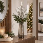 Rama Navideña Decorativa con Bayas y Hojas Blanco Perleado 71 cm