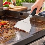 Raspador para Plancha y Churrasquera de Acero Inoxidable con Mango Ergonómico para Retirar Residuos Negro y Plateado