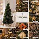 Árbol de Navidad Artificial con Luz Cálida, Bayas y Conos de 213 Cm