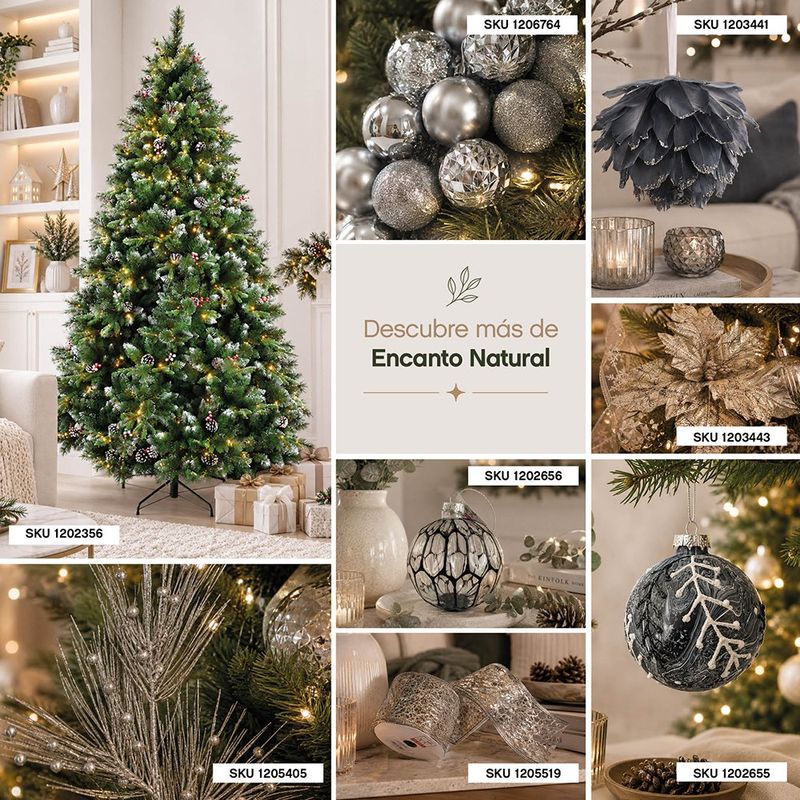 Árbol Navideño Aritifical Nevado de 9 Pies con Luz LED Cálida Bayas y Conos 8 Funciones