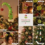 Bota Navideña Grinch de Poliéster con Colgador para Dulces y Regalos de 20 x 33 Cm Rojo, Blanco y Verde