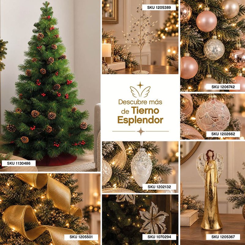 Árbol Decorativo de 45 Cm Color Blanco y Dorado para Decoración Navideña