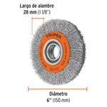 Carda para Esmeril de Banco Alambre Ondulado de 6 x 13/16 Plg