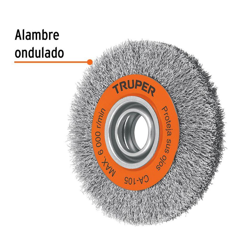 Carda para Esmeril de Banco Alambre Ondulado de 6 x 13/16 Plg