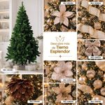 Árbol Navideño Artificial Rocky de 7 Pies de 2 Tonos con 1000 Ramas y Base Metálica Color Verde