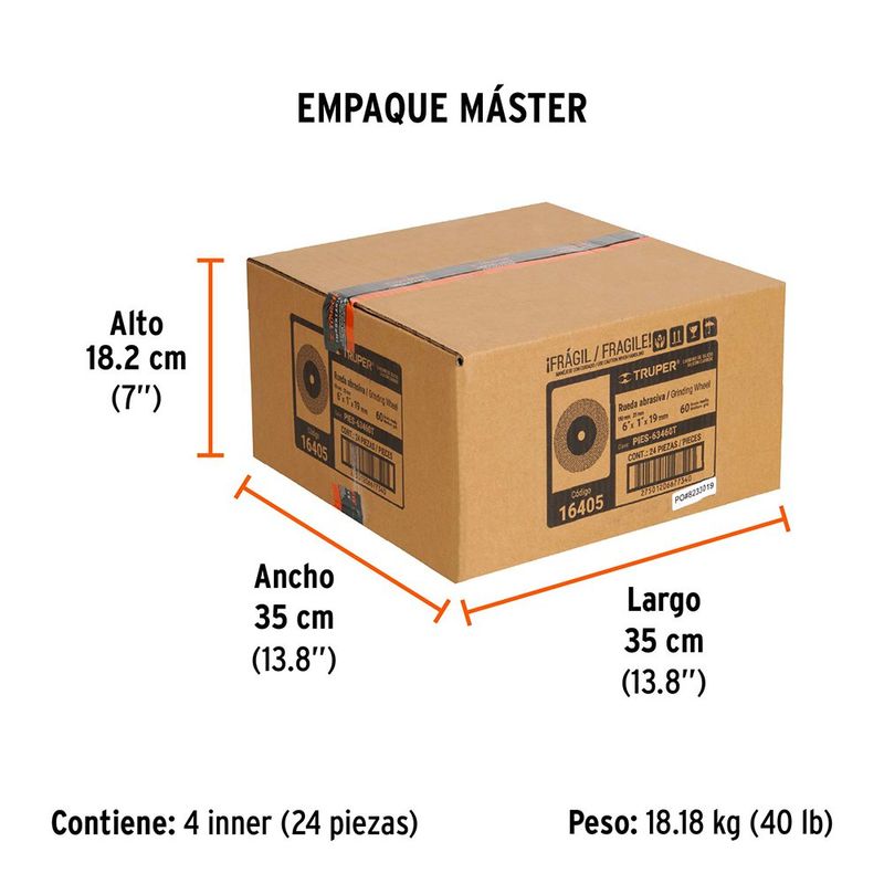 Piedra de Esmerilado de 6 Plg Grano 60 Carburo de Silicio
