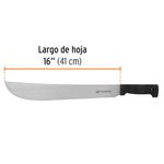 Machete Estándar de Hoja Pulidade 16 Plg con Cacha Recta Antiderrapante para Campo y Jardín Negro