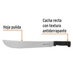 Machete Estándar de Hoja Pulidade 16 Plg con Cacha Recta Antiderrapante para Campo y Jardín Negro