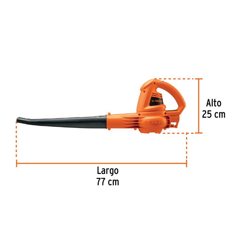 Sopladora Eléctrica de 960 W con Tubo Soplador y Seguro para Limpieza de Hojas y Polvo Naranja y Negro