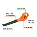 Sopladora Eléctrica de 960 W con Tubo Soplador y Seguro para Limpieza de Hojas y Polvo Naranja y Negro