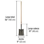 Pala Cuadrada de Acero al Carbono con Mango Largo de Madera para Excavación y Carga de 141 Cm Negro y Natural