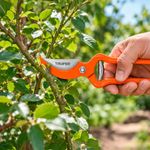 Tijera de Paso para Poda Forjada de 8.5 Plg con Cuchilla de Tratamiento Térmico y Tope Anti-impacto Naranja