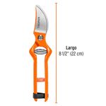 Tijera de Paso para Poda Forjada de 8.5 Plg con Cuchilla de Tratamiento Térmico y Tope Anti-impacto Naranja