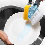 Cepillo con Dispensador de Jabón de Doble Cara con Esponja y Cerdas para Cocina o Baño Gris