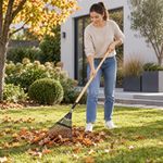 Escoba Metálica para Jardín de Acero Templado con 18 Dientes y Mango de Madera de 157 Cm Negro y Natural