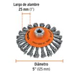 Carda Cónica de 5 Plg con Alambre Trenzado y Rosca 5/8-11