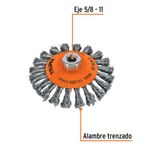 Carda Cónica de 5 Plg con Alambre Trenzado y Rosca 5/8-11