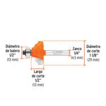 Fresa para Router Moldura Clásica de 1-1/8 Plg Zanco de 1/4 Plg