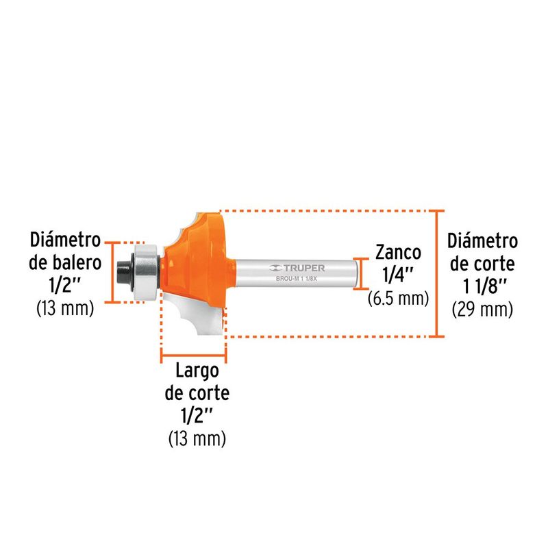 Fresa para Router Moldura Clásica de 1-1/8 Plg Zanco de 1/4 Plg