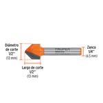 Fresa para Router Corte en V de 1/2 Plg con Zanco de 1/4 Plg