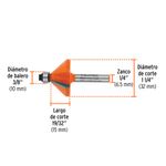 Fresa para Router Chaflán de 1-1/4 Plg Zanco de 1/4 Plg
