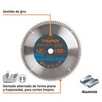 Disco de Sierra Circular para Aluminio de 12 Plg 100 Dientes
