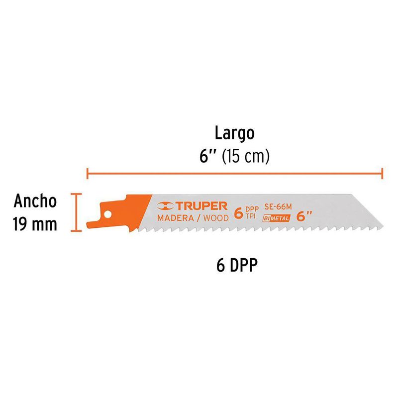 Segueta para Sierra Sable para Madera de 6 Plg 6 DPP