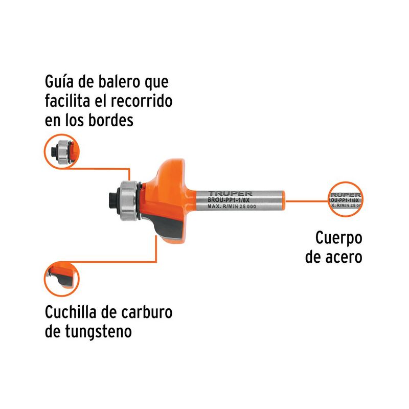 Fresa para Router Pecho Paloma de 1-1/8 Plg con Balero