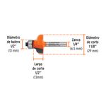 Fresa para Router Pecho Paloma de 1-1/8 Plg con Balero