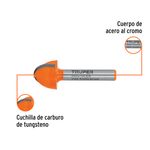 Fresa para Router Media Caña de 3/4 Plg Zanco de 1/4 Plg