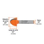 Fresa para Router Media Caña de 3/4 Plg Zanco de 1/4 Plg
