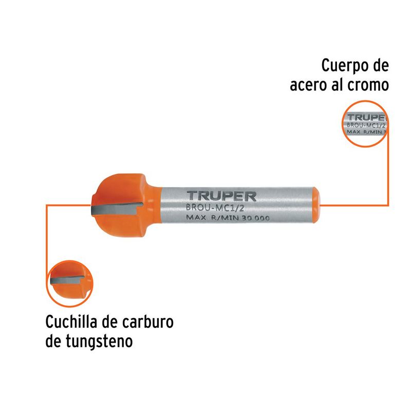 Fresa Media Caña para Router de 1/2 Plg