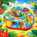 Gimnasio Interactivo Bebé Tipo Sillita Diseño Animalitos con Bandeja de Actividades Multicolor
