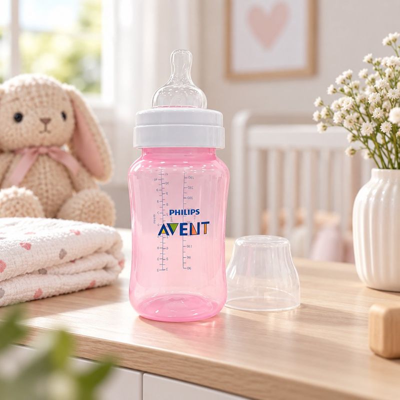 Biberón Anticólico para Bebé 330 ml 11 oz Rosado 3M+