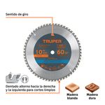 Disco de Sierra Circular para Madera de 10 Plg 60 Dientes