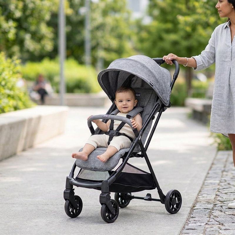 Carruaje Urbino Compacto Reclinable con Plegado de Una Mano Gris 80 x 53 x 103 cm