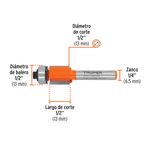 Fresa Corte Recto para Router de 1/2 Plg con Balero