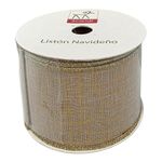 Listón Decorativo Navideño Dorado Texturizado 2.5 Plg x 9 Yd