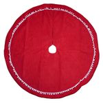 Falda para Árbol Navideño con Pompones Color Rojo 122 cm