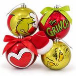 Set de 4 Esferas Navideñas The Grinch Multicolor 10 cm