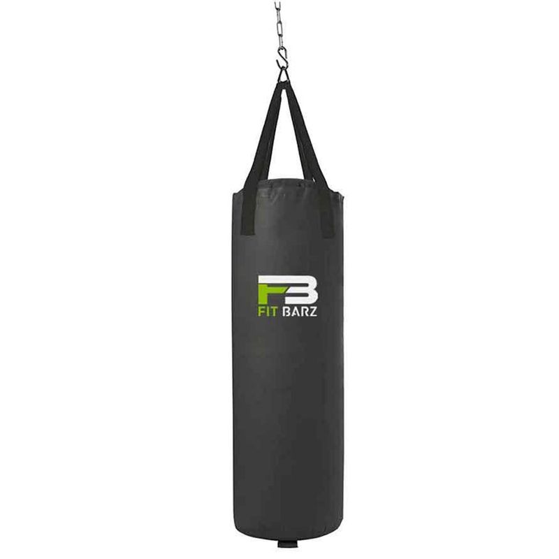 Saco de Box Vacío de Lona de hasta 80 Libras con Cadenas y Gancho Giratorio para Boxeo Negro
