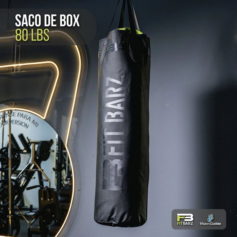 Saco de Box Vacío de Lona de hasta 80 Libras con Cadenas y Gancho Giratorio para Boxeo Negro